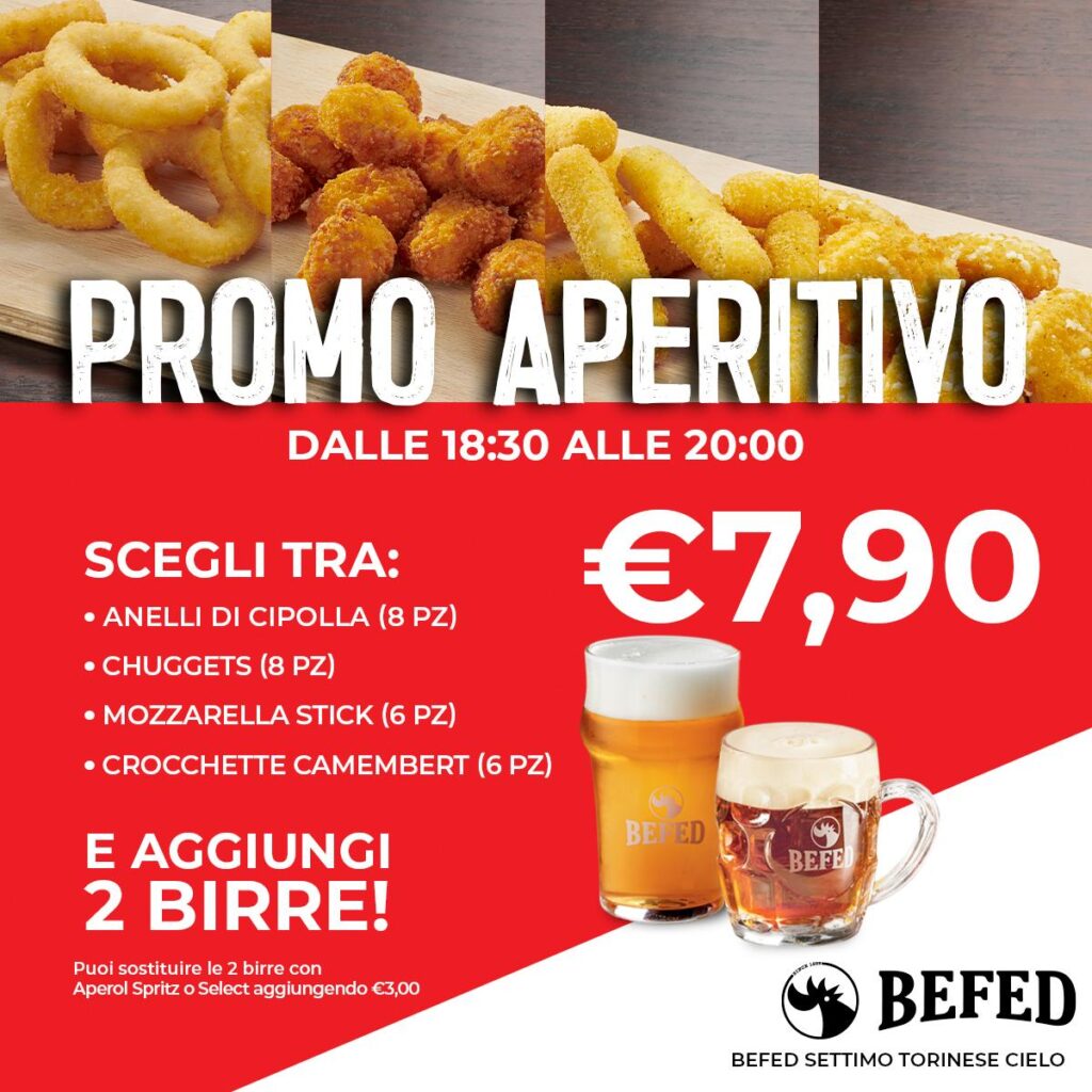BEFED Settimo Torinese Cielo Promo Aperitivo valida tutti i giorni dalle 18:30 alle 20:00