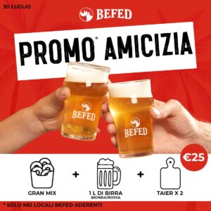 Festeggia da noi la GIORNATA INTERNAZIONALE DELL'AMICIZIA🫶🍻 Vieni a trovarci con i tuoi amici 𝐝𝐨𝐦𝐞𝐧𝐢𝐜𝐚 𝟑𝟎 𝐥𝐮𝐠𝐥𝐢𝐨 e scopri l'imperdibile promo* che ti abbiamo dedicato!💛 *valida solo nei locali BEFED aderenti